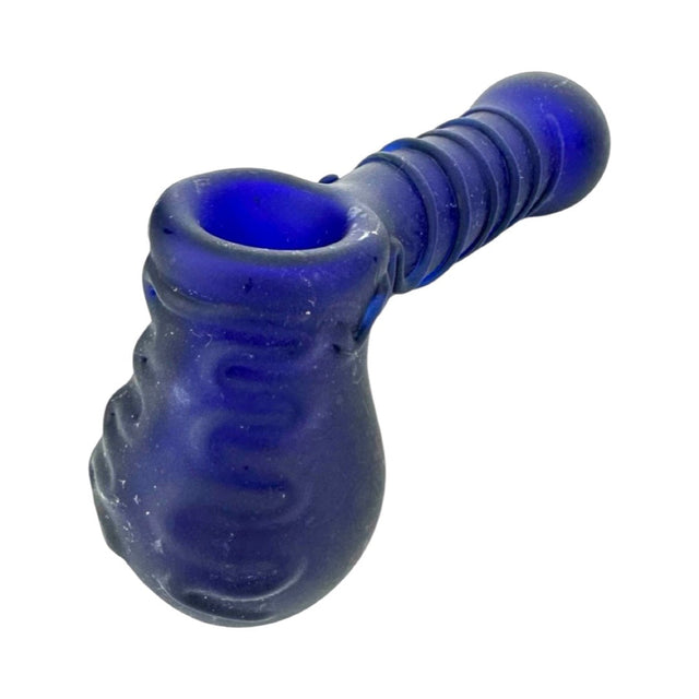 AFM Sandblast Blue Glass Bubbler, Ergonomic Hand Pipe, Isolated on White Background