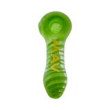 MAV Glass Twisted Frit Hand Pipe in Green with Deep Bowl - Top View