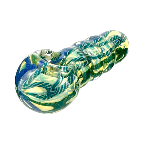 AFM Cool Fumed Color Glass Hand Pipe with Swirl Pattern - Side View