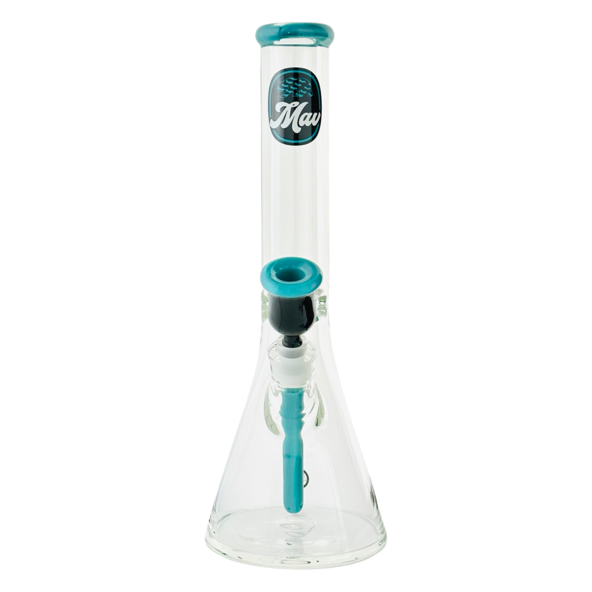 MAV Glass 15" Chiquita Beaker Bong with Blue Accents and Borosilicate Glass, Front View