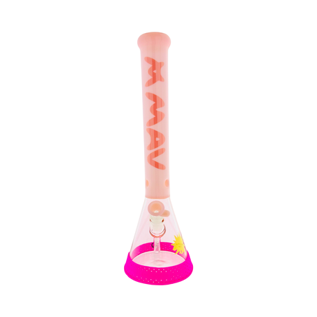 MAV Glass 18" Pink Bubblegum Bong with Showerhead Perc, Front View on White Background