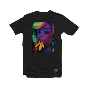 Playboy x RYOT Black Cotton T-Shirt featuring a colorful leaf design - Rear View
