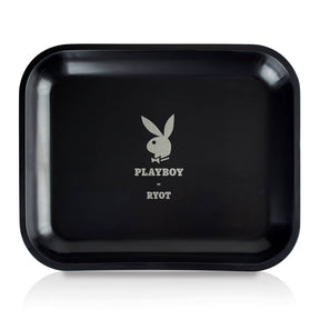 Playboy x RYOT Metal Rolling Tray Large - Front View on White Background