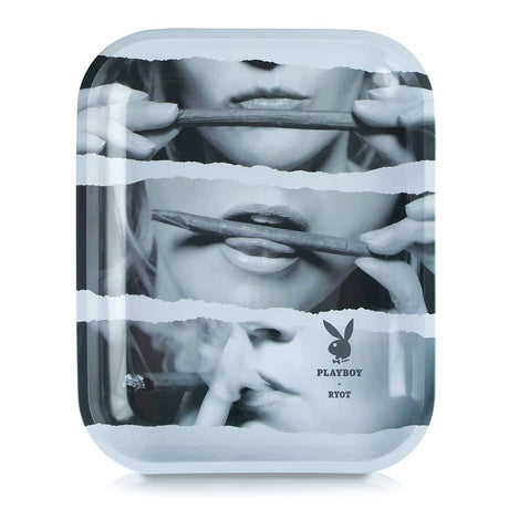 Playboy x RYOT Metal Rolling Tray Large - Front View with Iconic Imagery