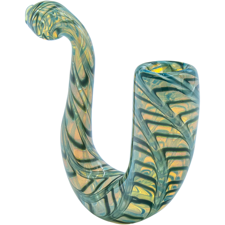 LA Pipes Pocket Sherlock Pipe in Aqua with Color Changing Fumed Glass, Front View