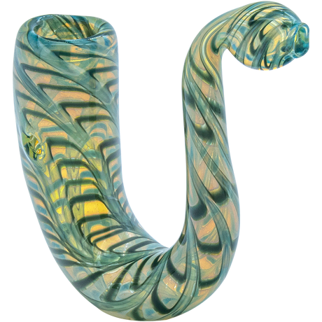 LA Pipes Pocket Sherlock Pipe in Teal with Fumed Color Changing Design, Front View