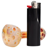 LA Pipes Polka Dot Glass Spoon Pipe with Assorted Colors, Side View Next to Lighter