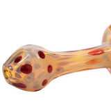 LA Pipes Polka Dot Glass Spoon Pipe in Assorted Colors, Side View on White Background