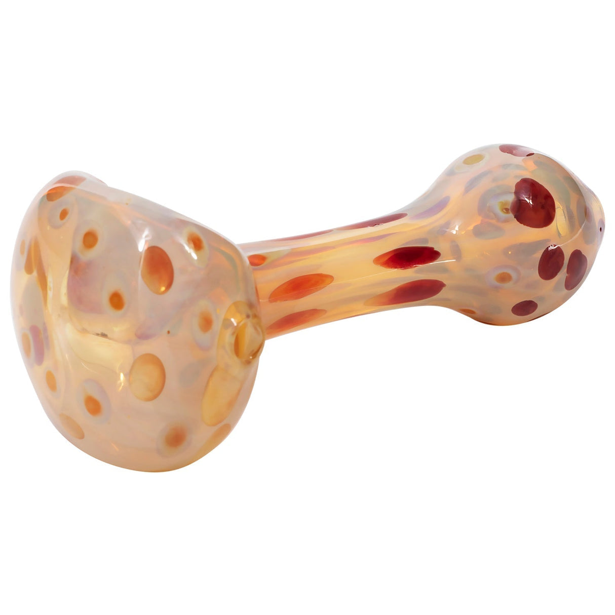LA Pipes Polka Dot Glass Spoon Pipe, Assorted Colors, Side View on White Background