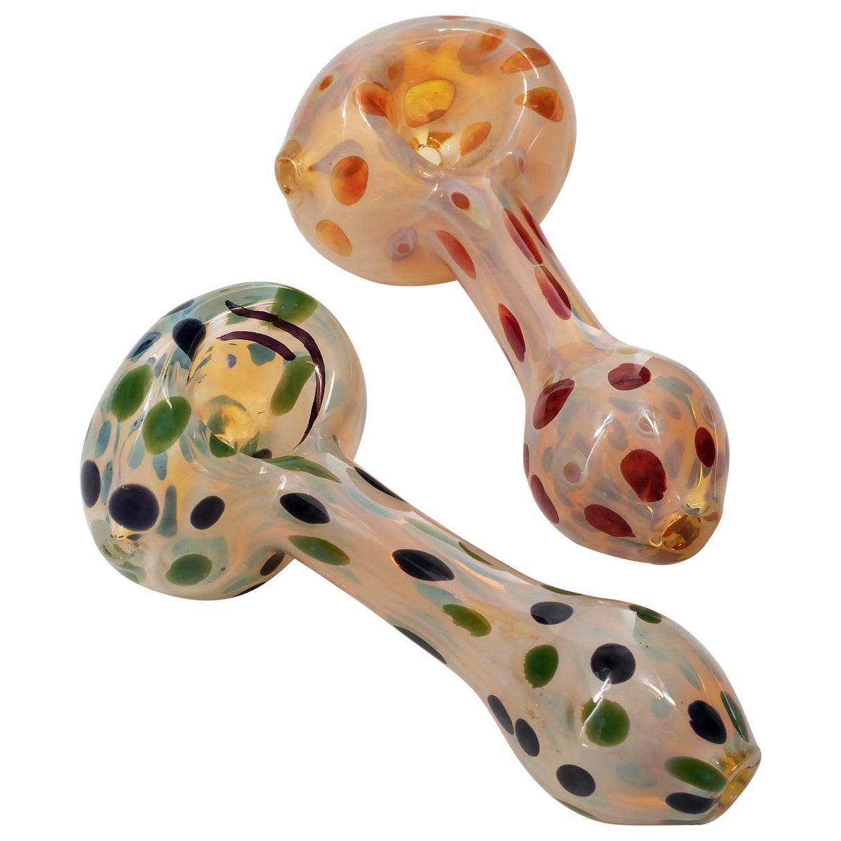 LA Pipes Polka Dot Glass Spoon Pipe in Assorted Colors, Borosilicate Glass, Made in USA