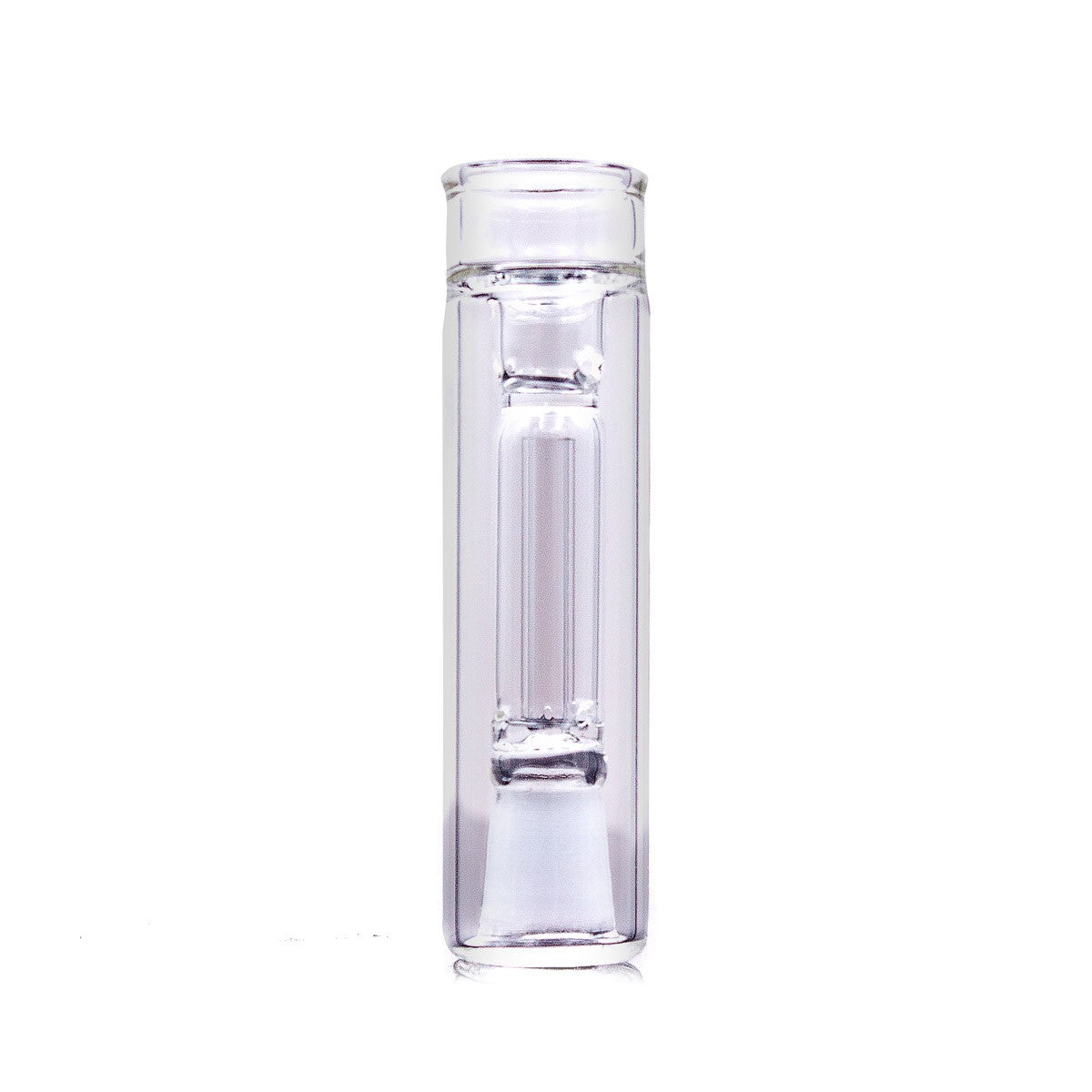 The Stash Shack Portable Glass Water Bubbler, front view on white background, compatible with DynaVap and Davinci IQ