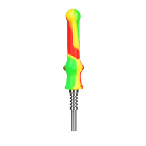 Colorful Portable Silicone Dab Straw with Titanium Tip, Front View on White Background