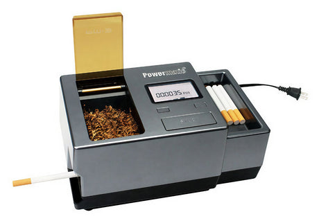 Powermatic III Electric Cigarette Injector with digital display and hopper full of tobacco