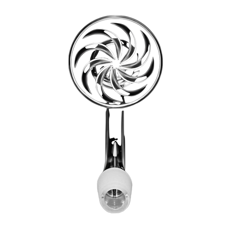 DANK BANGER Quartz Centrifuge Banger, 14mm 90°, Beveled Edge, Lab-Tested, Front View on White