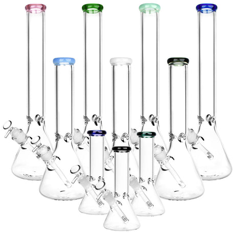 Assorted Premium Borosilicate Glass Beaker Bongs with 14mm Joints, Front View