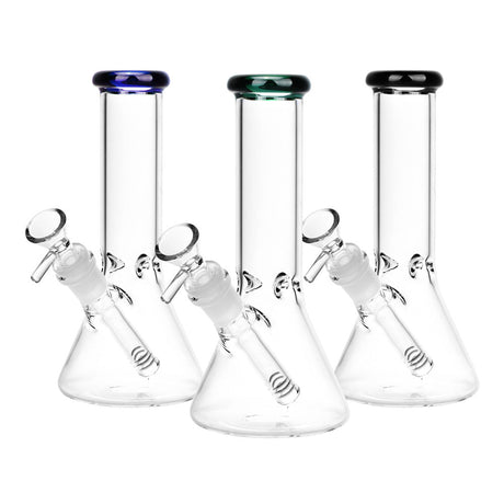 Assorted 8" Borosilicate Glass Beaker Water Pipes with 14mm Female Joint, Front View