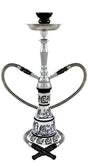 Premium Hookah 2-Hose Hieros - 20" Tall with Intricate Black Patterns, Front View