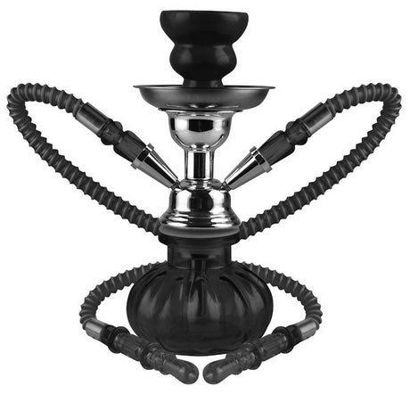 Premium Hookah 2-Hose 'The Pumpkin' model in Black, front view on a white background