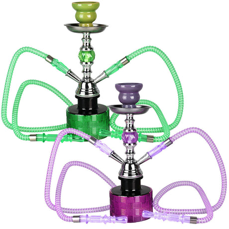 Premium Ripple Hookah with 2 Hoses, 13" Borosilicate Glass, Front View, Ultimate Smoking Experience