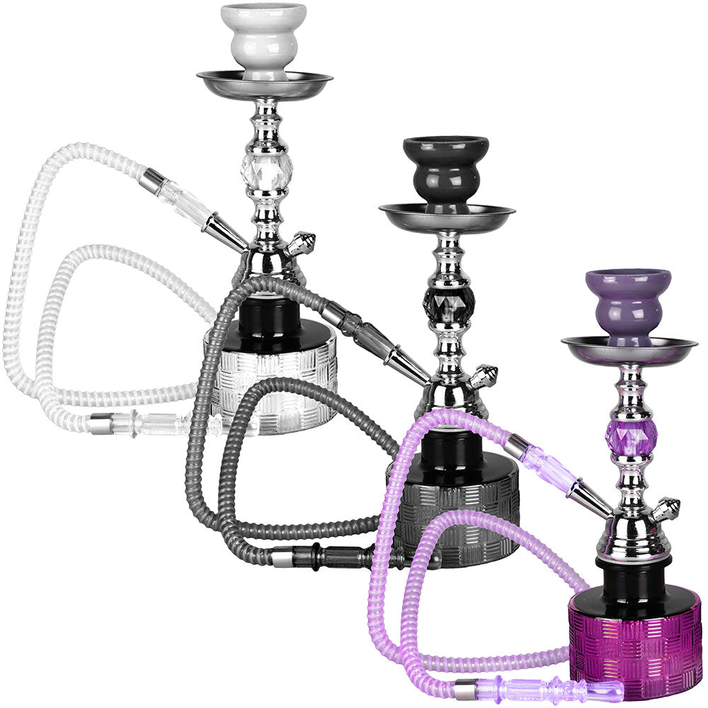 Premium Ripple Hookah in three variants with hoses, 13" tall, front view on white background