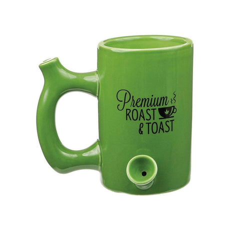 Gourmet Innovations Premium Roast & Toast Ceramic Mug in Green with Built-in Pipe, Front View