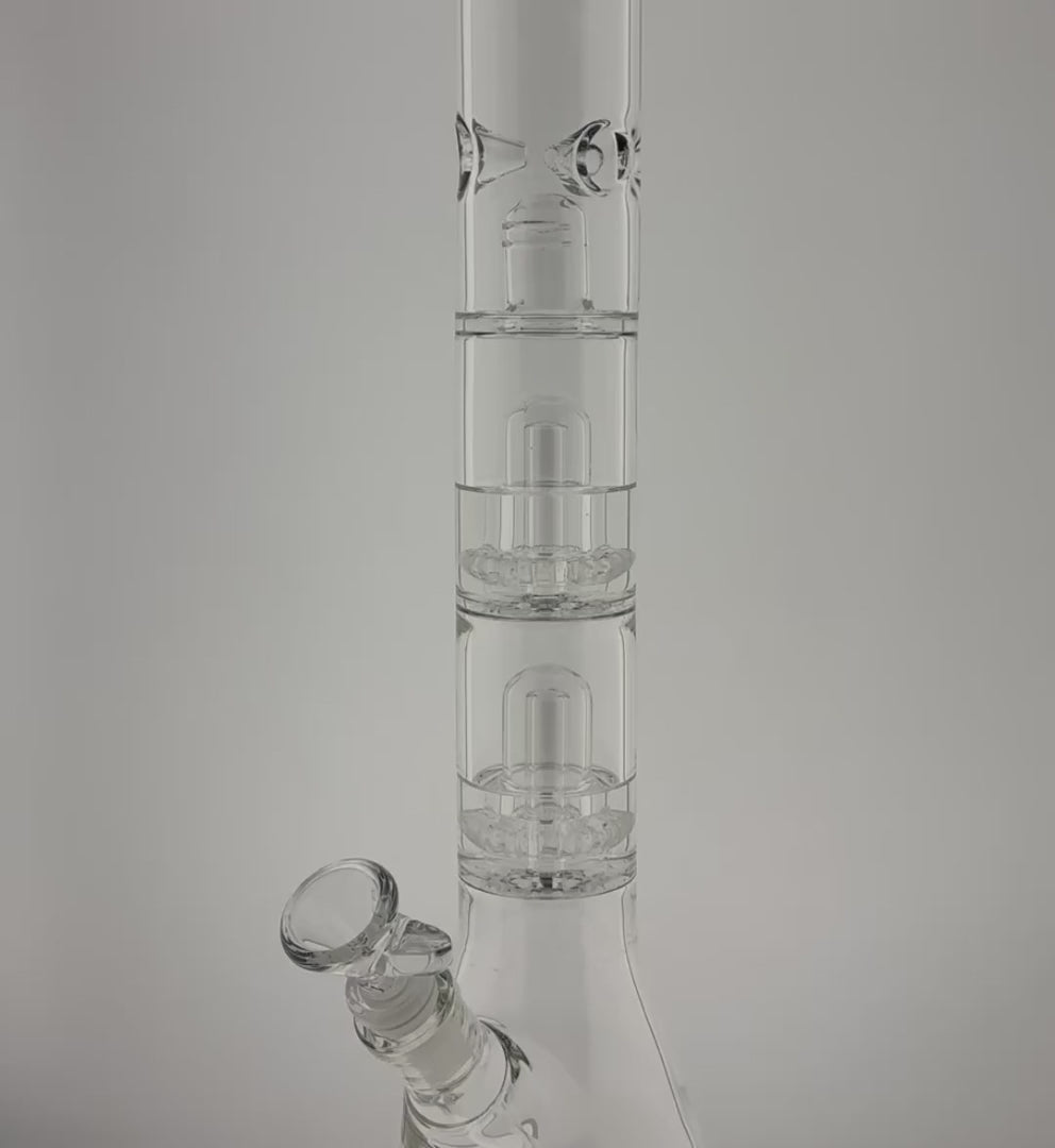 MAV Glass White And Transparent Black Slitted Pyramid Beaker Freezable Coil System