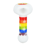 Pride Rainbow Hemp Leaf Glow Glass Spoon Pipe | 4.75"