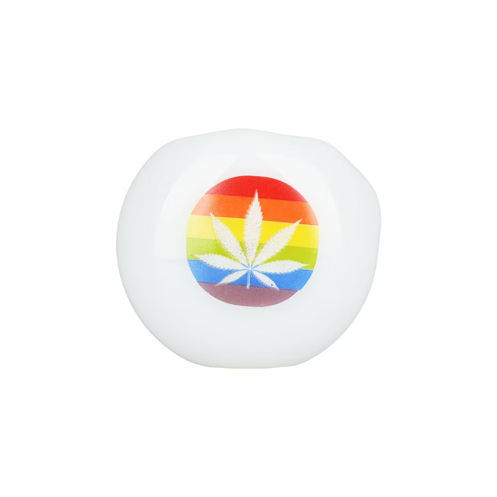 Pride Rainbow Hemp Leaf Glow Glass Spoon Pipe | 4.75"