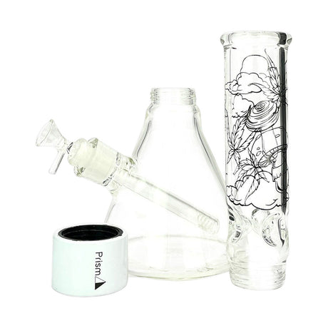 Prism Sky High Standard Beaker Water Pipe with Floral Design - 14" Clear Borosilicate Glass