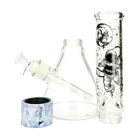 Prism Spaced Out Beaker Water Pipe with Tie Dye Design, Astronaut Graphics, and Accessories