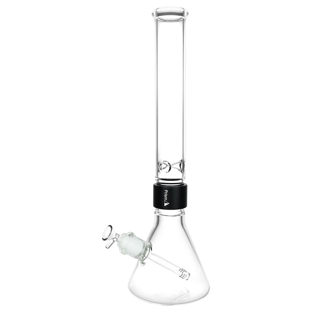 Prism Tall Beaker Water Pipe, 18" Clear Borosilicate Glass, with 14mm Female Joint, Front View