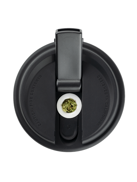 Puffco Cupsy Coffee Cup Water Pipe top view with herb chamber, discreet design