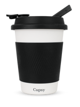 Puffco Cupsy - Front View of a Coffee Cup Styled Water Pipe with Black Accents