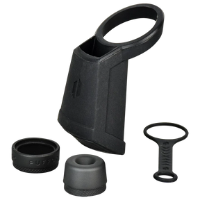 Puffco Peak Black Travel Pack silicone accessories for vaporizers, front view on a seamless background