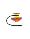 Puffco Peak Carb Cap in Sunset color with Tether on black background, essential for vaporizer airflow control