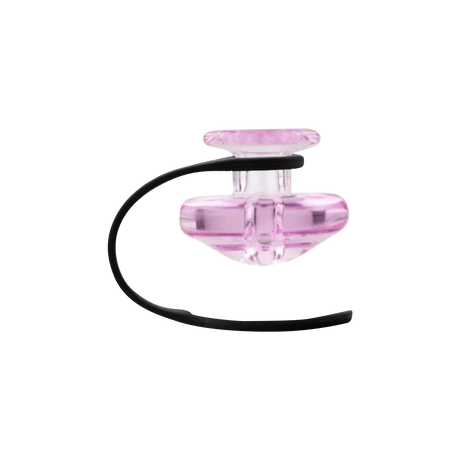 Puffco Peak purple carb cap and black tether on white background, premium borosilicate glass