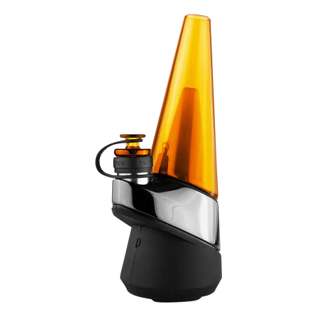 Puffco Peak Amber Glass Attachment for E-Rig, Side View on Seamless White Background