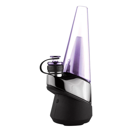 Puffco Peak Colored Glass Attachment in purple, side view on white background