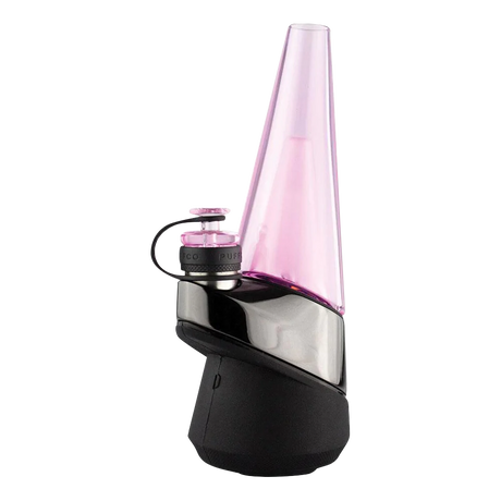 Puffco Peak Colored Glass Attachment in Pink, Side View on Seamless White Background