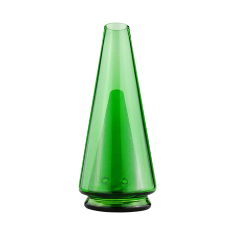 Puffco Peak Green Borosilicate Glass Attachment for E-Rigs, Front View on Seamless White