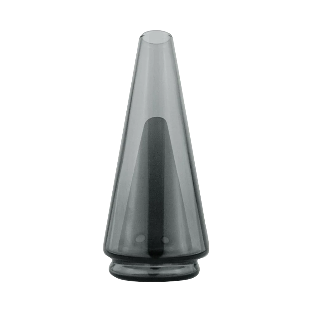 Puffco Peak Colored Glass Attachment in smoky gray, front view on a white background