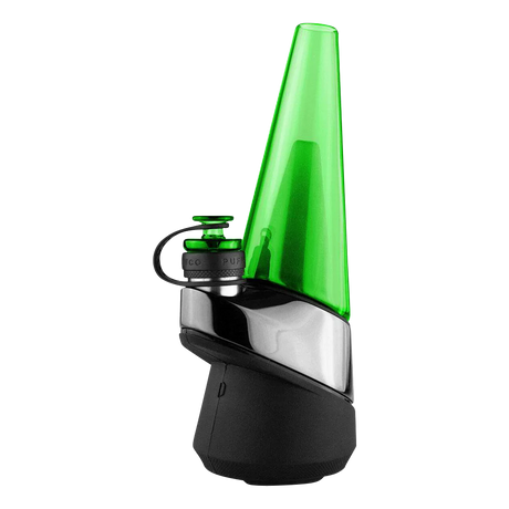 Puffco Peak Green Borosilicate Glass Attachment for E-Rig, Side View on White Background