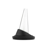 Puffco Peak Glass Stand front view, black silicone base with clear glass cone, sturdy & sleek design