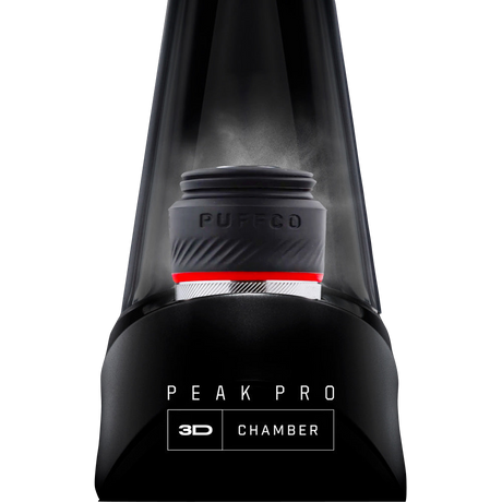 Puffco Peak Pro Atomizer with 3D Chamber, close-up front view on seamless black background