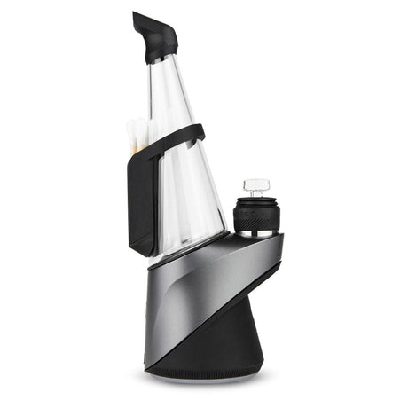 Puffco Peak Pro Travel Pack V2 in Black with Ball Carb Cap, side view on white background