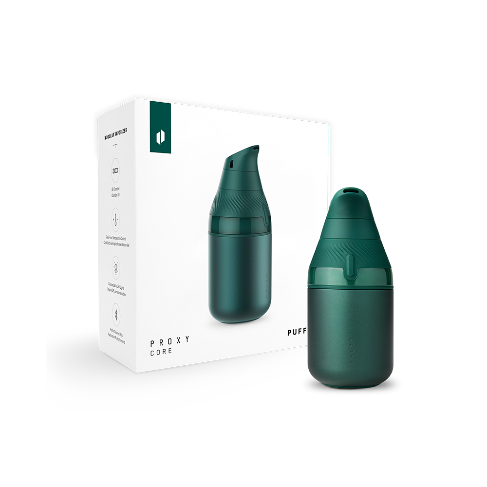 Puffco Proxy Pine 1680mAh concentrate vaporizer kit in Pine green, a portable modular e-rig by Puffco