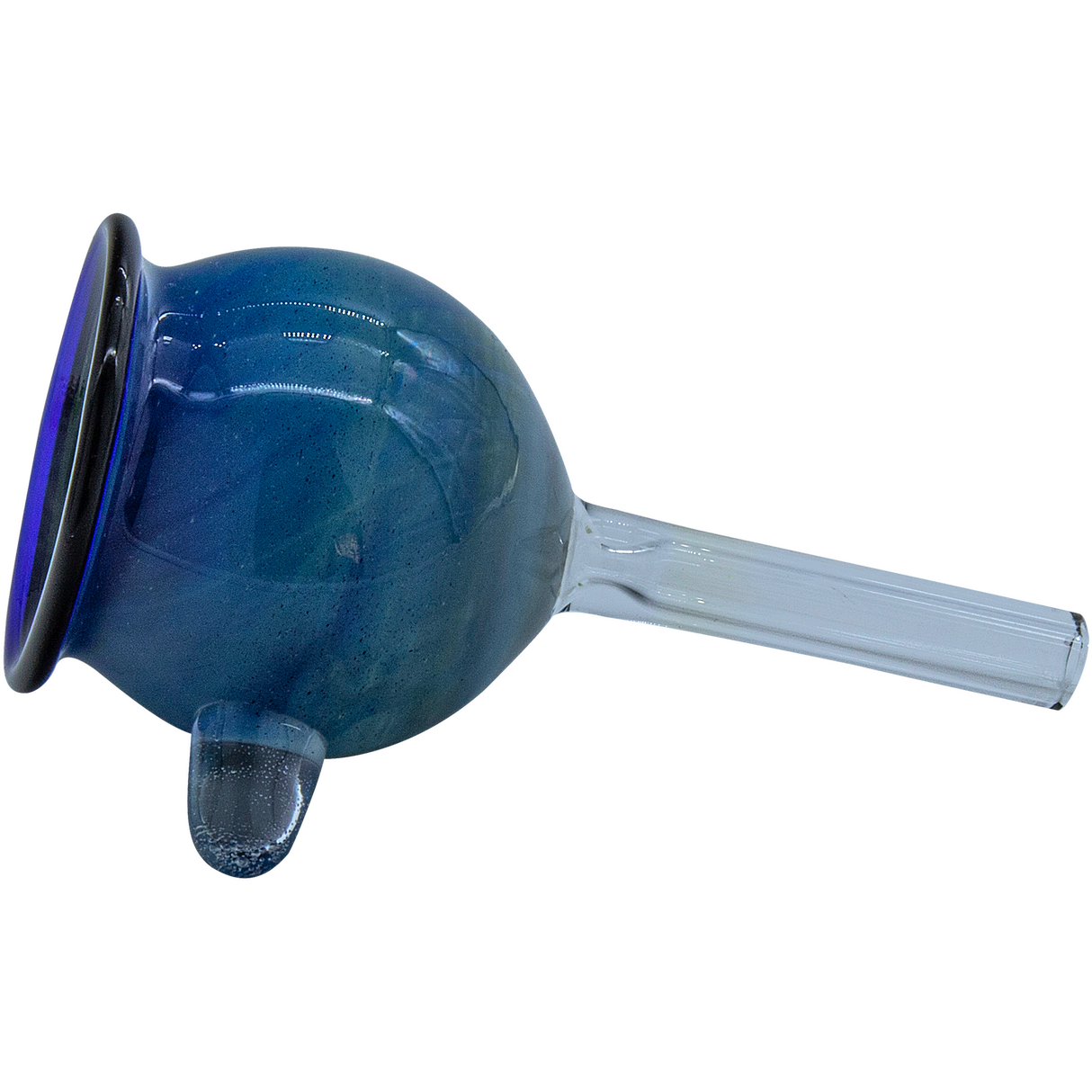 LA Pipes Pull-Stem Giant Bowl Slide in Blue Borosilicate Glass - Grommet Joint Side View