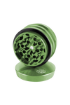Pulsar 2" Green Aluminum 4pc Grinder, compact design with sharp teeth, top view on white background