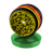 Pulsar 2" Aluminum 4pc Grinder in Rasta colors, top view showing sharp teeth for dry herbs