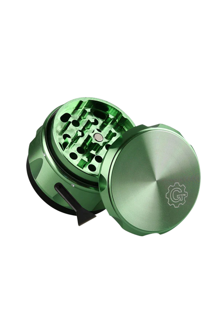 Pulsar 2" Carver 4-Piece Grinder in Green, compact steel design, ideal for dry herbs